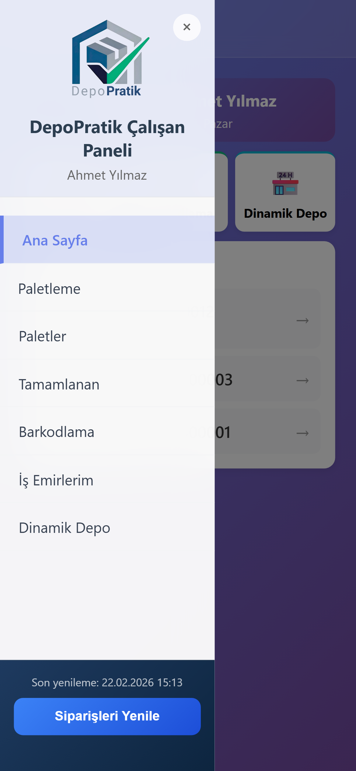 Mobil menü alanı ekran görüntüsü