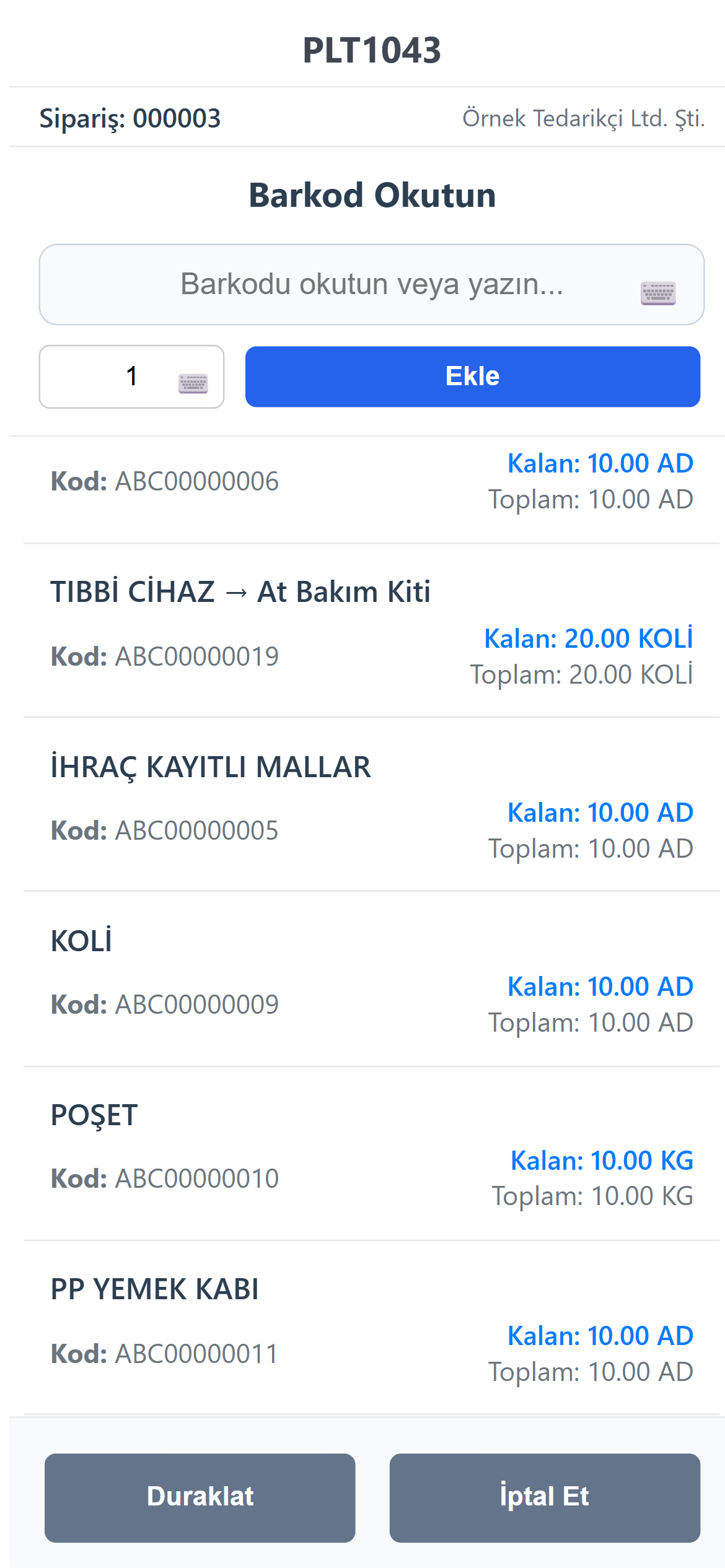 Paletleme işlemi ekranı ekran görüntüsü